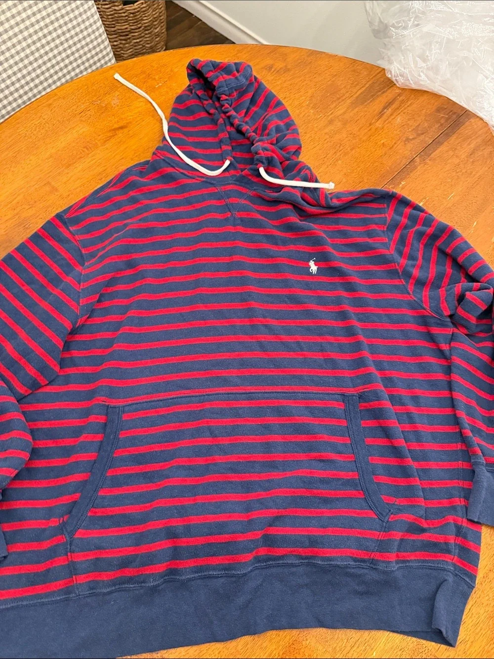 Polo by Ralph Lauren Red & Navy Striped Hooded Sweatshirt xxl
